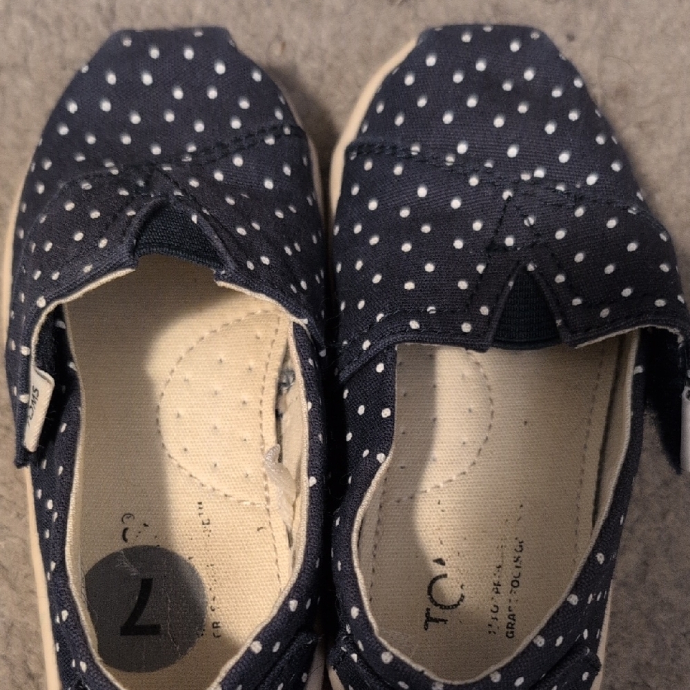 Toms Toddler Size 7 Polka Dot Kids Shoes Navy